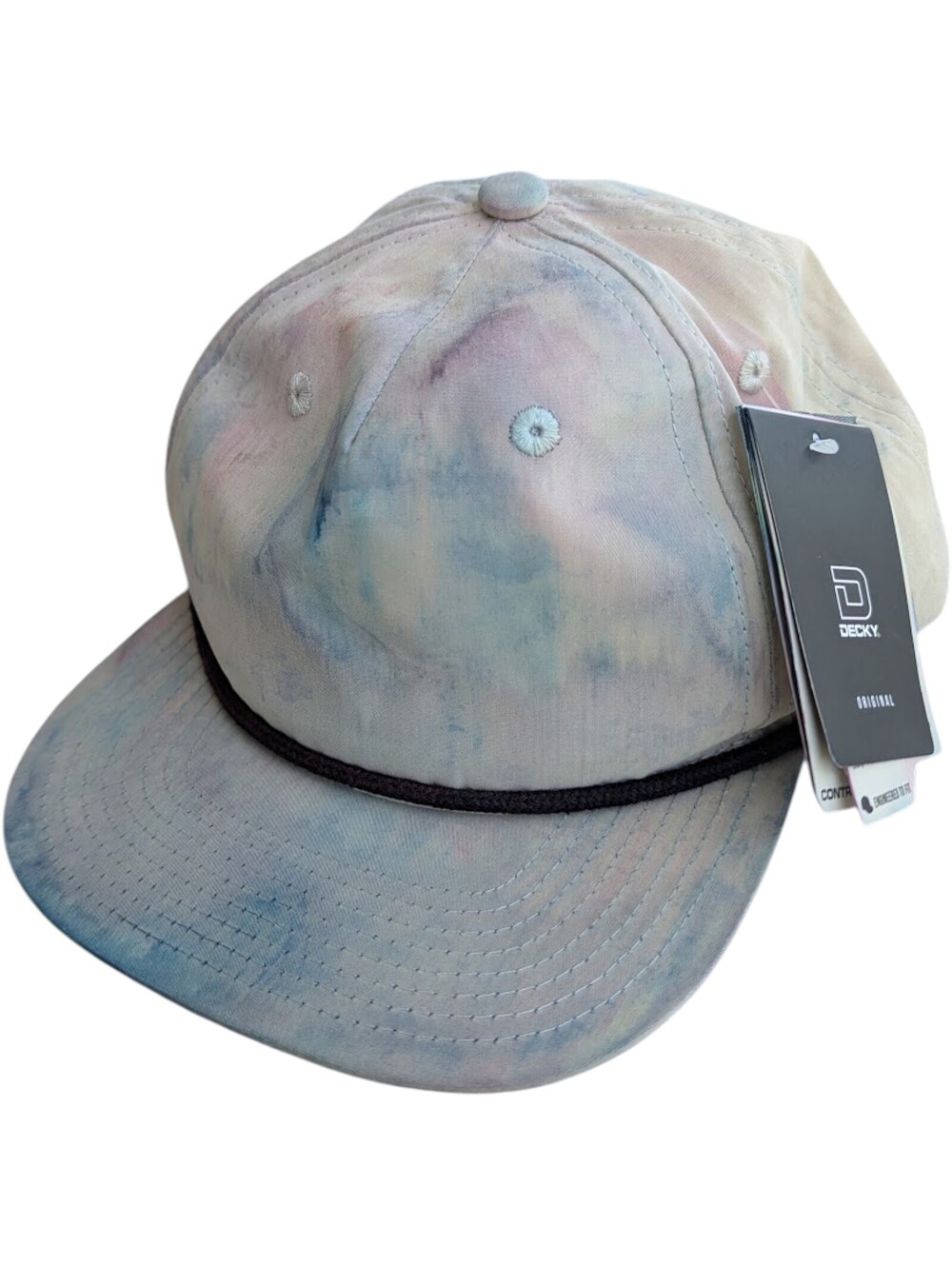 Decky Tie Dye Snapback Hat NWT Pastel Cream UV Protection UPF 50+ Cap Gorpcore